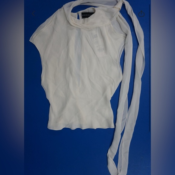 BRANDON MAXWELL The Ilana Layered 100% Silk Top in Ivory NWT - Picture 6 of 10